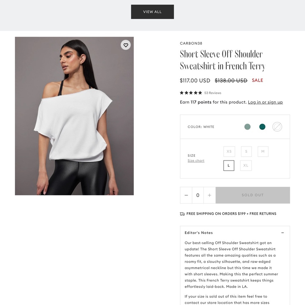 Off-Shoulder Short Sleeve Sweatshirt - White - Picture 2 of 7